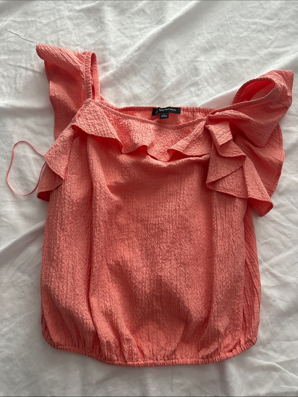 INC International Concepts Coral Ruffle Off-Shoulder Top